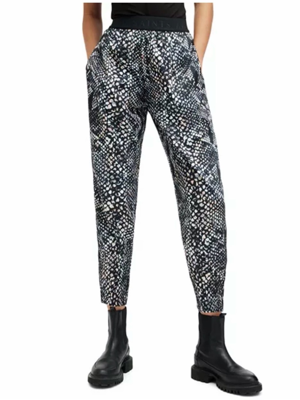 ALLSAINTS Nala Waimea Trousers Snake Print Tapered Leg Size 4